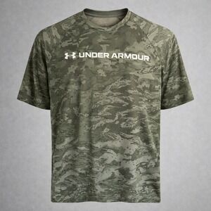 Under Armour Mens HeatGear Camo T-Shirt Grey Digital Camouflage Loose Fit MD